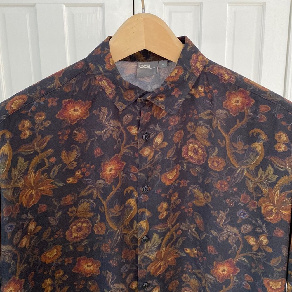 ASOS / Short sleeve Viscose Shirt / Black Floral / Medium